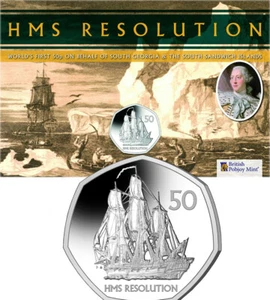 South Georgia & the South Sandwich Islands 50 Pence 2020 BU HMS 'Resolution' - Picture 1 of 4