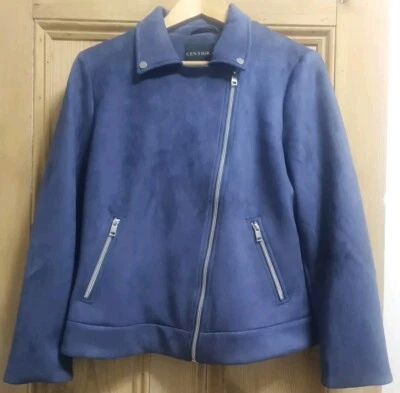 QVC Centigrade Ladies Biker Jacket Faux Suede Large Blue RRP £65 BNWOT - Image 1 of 4