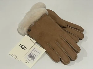 UGG Genuine Dyed Shearling Slim Side Vent Gloves in Stormy Chestnut Size S - NWT - Picture 1 of 4