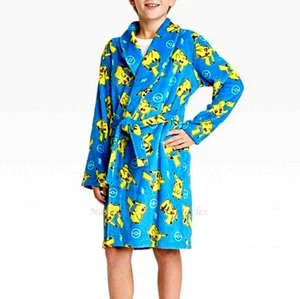 Pokemon Boys Robe Size 4 5 10 12 Pajamas Bathrobe Pikachu Kid Swimsuit Cover Up - Picture 1 of 4