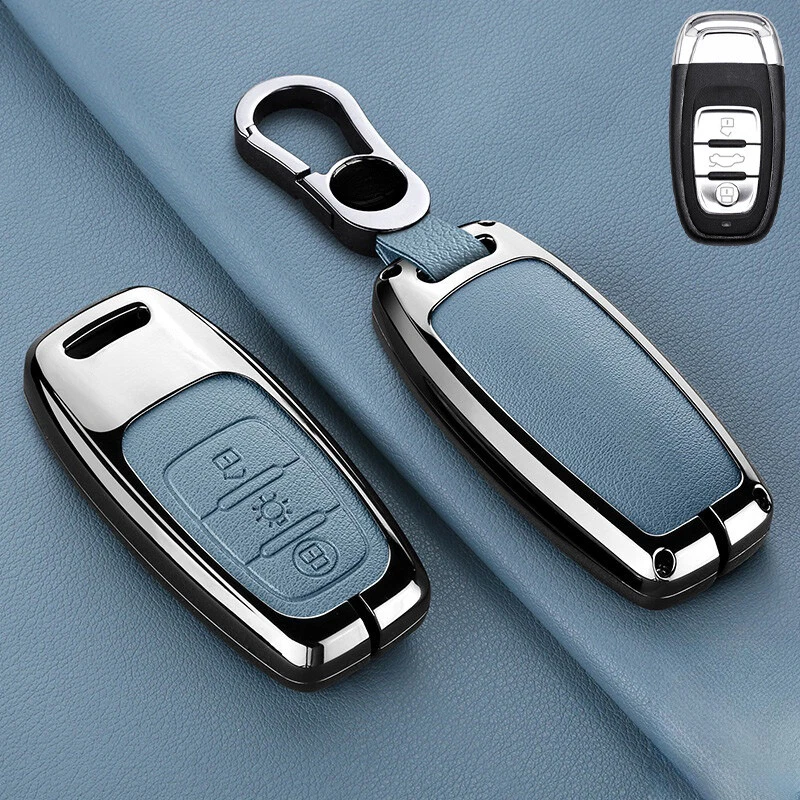 For Audi A3 A4 A5 A6 A7 A8 S4 S6 Q5 TT RS Zinc Alloy Leather Car Key Case Cover Foto 1 de 4