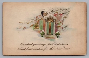 Cartolina Open Church Door Cordiale Natale Capodanno Detroit MI a Carbondale PA - Foto 1 di 2