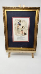 12" x 9" framed vtg print September girl boy tree matted frame - Picture 1 of 4