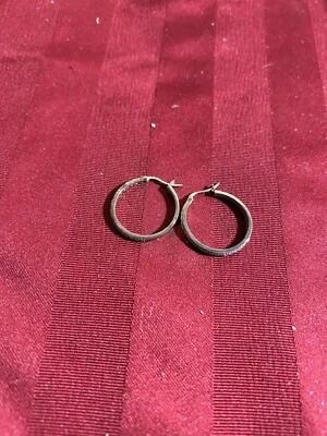 1件1/4环状耳环18k纯银带1/4克拉玫瑰切割钻石 — 第 1/4 张图片