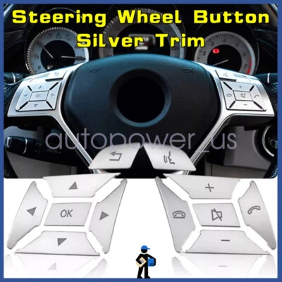 Se adapta a Mercedes Benz Clase E C G W204 12-16 Volante Botón Borde Plateado Foto 1 de 4