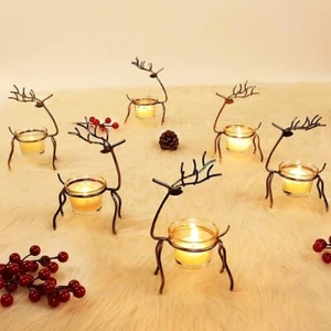 Lulu Home Set of 6 Metal Reindeer Tea Light Candle Holders 6.7"t Christmas Decor - Picture 1 of 3