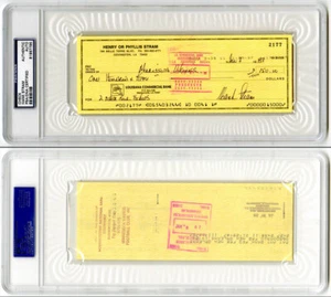 Henry Hank Stram SIGNED CHECK Chiefs Vikings Toss Power Trap PSA/DNA HANDSIGNIERT - Bild 1 von 1