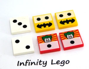 6 LEGO Batman Dice Game 2 x 2 Tiles The Joker, Yellow with Batarang, etc. 50003 - Foto 1 di 1