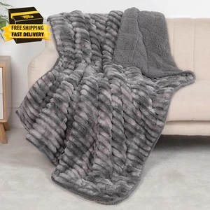 Sherpa Fleece Weighted Blanket for Adults Twin/Full Size 15Lbs, Soft Flannel Hea - Picture 1 of 8