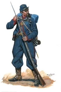 Mark Maritato Civil War Military Art Print 95th PA Gosline Zouaves Signed - Imagen 1 de 2