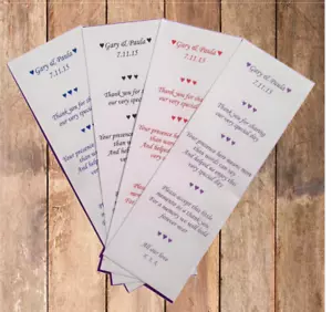 50 x personalisierte Hochzeitsrollen Mini Gefälligkeiten Hochzeit Gedicht Tisch Danke - Bild 1 von 2