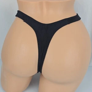 Vtg BIKINI Thong Panties JACLYN SMITH sz 5 High Cut Nylon Second Skin Bow Velour - Picture 1 of 11