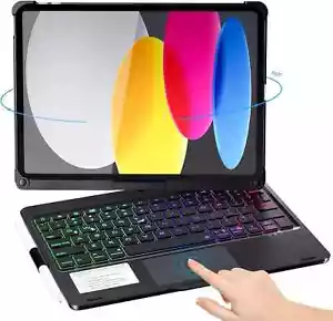 360 Rotate Touchpad Keyboard Case for iPad (A16) 11th Gen (2025)/iPad 10th Gen - Picture 1 of 34