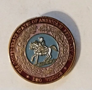 CSA Konföderierte Staaten von Amerika Großes Siegel Deo Vindice Bürgerkrieg Souvenir Pin - Bild 1 von 3