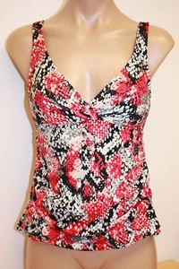NWT I.N.C. INC Swimsuit Tankini Top set Sz 8 Black Red - Picture 1 of 3