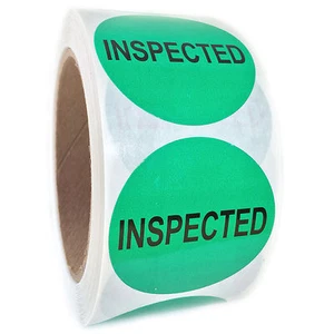 Grüne "geprüft" QA QCLabels Aufkleber - 2" Durchmesser - 500 ct. Rolle - SL030 - Bild 1 von 2
