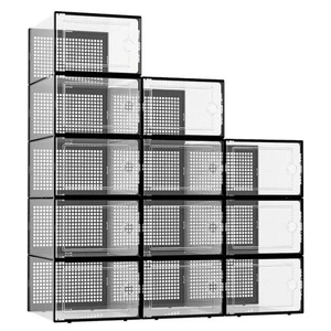 XL Shoe Boxes, Pack of 12 Shoe Storage Organizers, Stackable - Picture 1 of 6