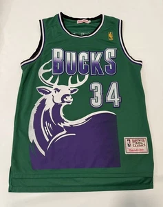 Milwaukee Bucks Ray Allen Jersey Sz L  Mitchell & Ness #34 Stitched Name & No - Picture 1 of 14