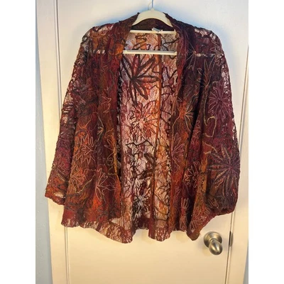 Chaqueta Chico's Drape Mediana/Grande Floral Encaje Manga Dolman Boho Capricho Otoño Foto 1 de 4