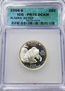 2008-S Alaska Quarter | ICG PR70 DCAM | Silver Proof - Picture 1 of 2