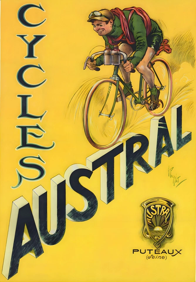 16270.Wall Decor Poster.Interior Art.Cycles Austral French Bicycle Racing Ad - Image 1 of 1