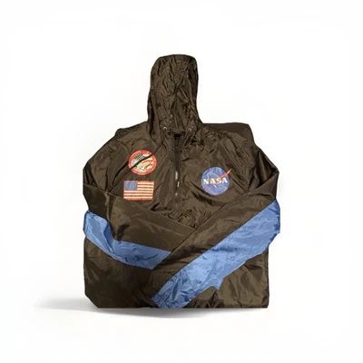 Chemistry NASA Jacket Black Blue Windbreaker 1/4 Zip Jacket Hoodie Mens Medium - Изображение 1 из 4