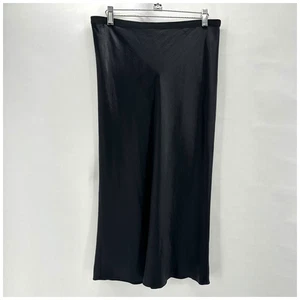 NWT Vince Satin A-Line Midi Skirt Womens S Black Pull On Quiet Luxury Preppy Y2K - Picture 1 of 10