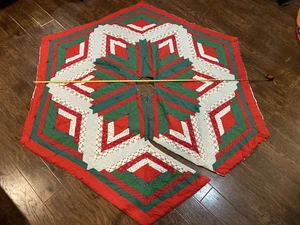 Vintage Handarbeit gesteppt Sechseck 72" Weihnachtsbaum Rock Country Core - Bild 1 von 4