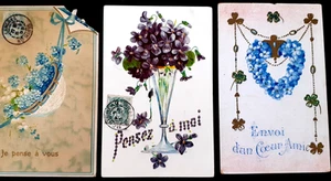 N°790/361     3 Cartes Postales Anciennes  Fantaisies Gaufrèes Chromos  Ecrites - Imagen 1 de 2