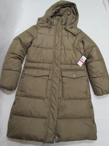 Lucky Brand gesteppter langer gefütterter Mantel mit Kapuze durchgehender Reißverschluss Jacke taupe Small NEU neu mit Etikett - Bild 1 von 8