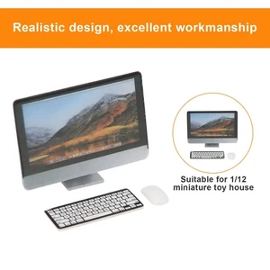 1:12 Miniature Computer Set Screen Keyboard Mouse Dollhouse Cel - Picture 1 of 12