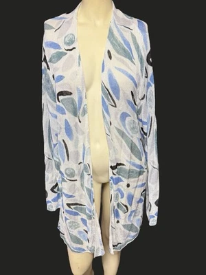 Alfani women size XL open front tunic cardigan linen blend white blue sage black - Image 1 of 4