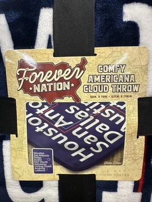 Northwest~Forever Nation TEXAS Fleece Throw, 9 Cities, 50x70” American Cloud Touch Foto 1 de 4