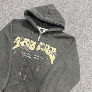 Y2K Jacket Men's Large Full Zip Corduroy Cotton Blend Oversized Gray - Picture 1 of 10