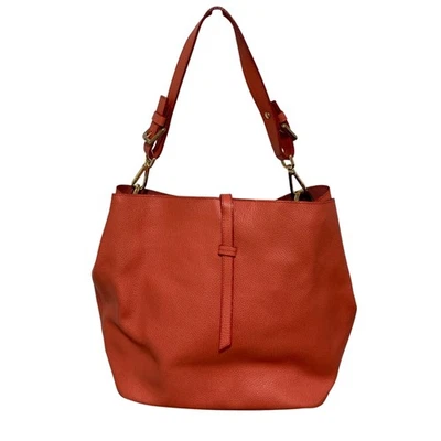 Bolso de Mano Carol J. Cuero Estampado de Flores Semi Bolso de Hombro Naranja Mujer USADO Foto 1 de 4