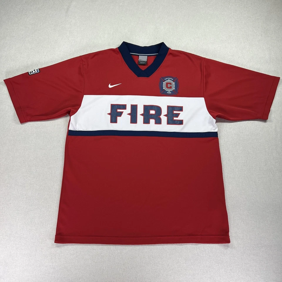 Camiseta de fútbol vintage Chicago Fire para hombre L roja MLS Nike Y2K camiseta de fútbol hecha en EE. UU. Foto 1 de 4