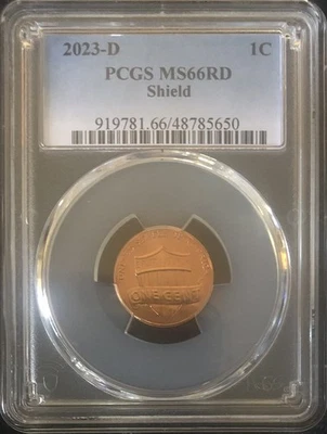 2023 D Lincoln SHIELD Cent 1c PCGS MS66RD Beautiful Coin From Mint Set - Image 1 of 2