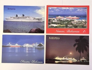 Vintage Kreuzfahrtschiff Postkarten Nassau Bahamas Nacht SS Britanis Lot PC - Bild 1 von 2