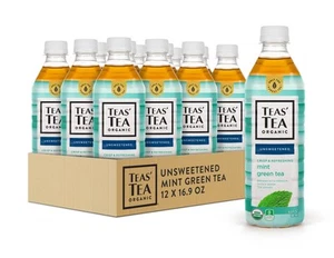 Teas' Tea Unsweetened Mint Green Tea 16.9 Fl Oz (Pack Of 12) Organic,  - Picture 1 of 4