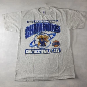 Vtg University Of Kentucky Wildcats Logo 7 National Champions T-Shirt Sz L Hgray - Picture 1 of 7