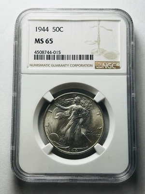 1944-P Walking Liberty Silver Half Dollar 50C NGC MINT STATE 65 MS 65 Walker - Image 1 of 4