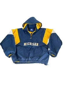 Vintage 90s Michigan Wolverines Starter Jacket 1/4 Zip Pullover Puffer Men’s Gr. L - Bild 1 von 13