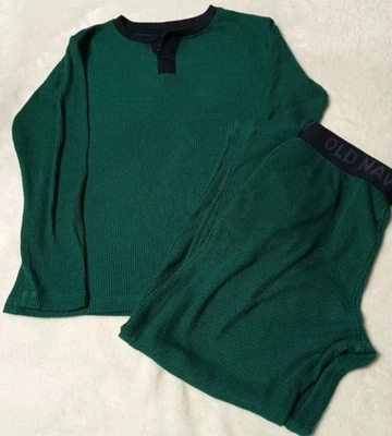 Зеленый тепловой старый темно-мальчиков пижамы размер 8 длинным рукавом брюки 2 изделия комплект б/у в отличном состоянии - Изображение 1 из 4