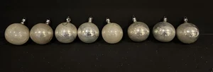 Vintage Set 8 große Merkur Glas Silber Weihnachtsschmuck 4" Polen Fantasia - Bild 1 von 8