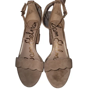 Sam Edelman Odila hellbraune Wildleder-Sandale mit überbackenem Blockabsatz Größe 8,5 Knöchelriemen - Bild 1 von 6