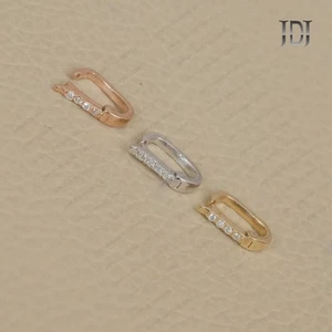 Solid 14k Gold Clasp Finding Natural Diamond Lock Clasp Charm Clicker Finding - Picture 1 of 8