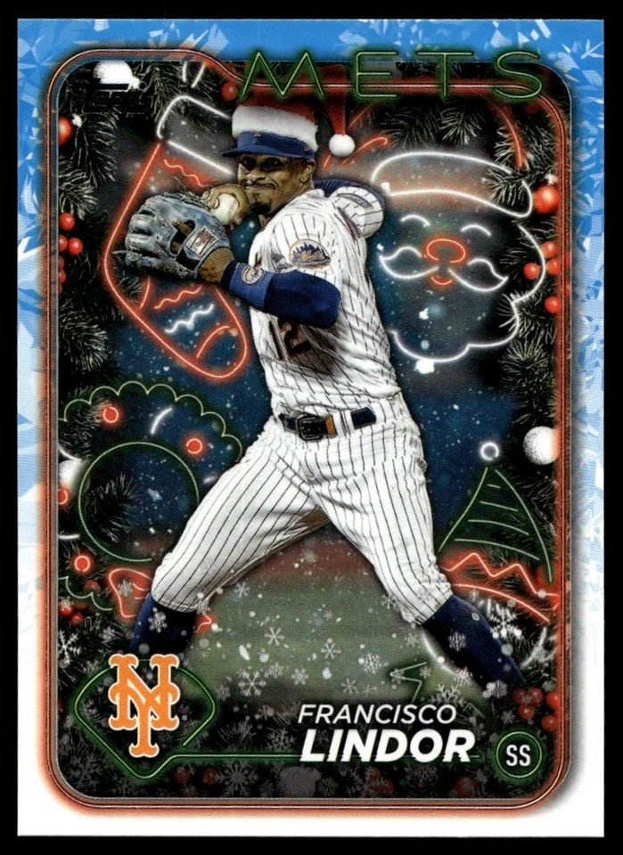 2024 Image Variation Santa Hat Francisco Lindor New York Mets #H36 - Image 1 of 2