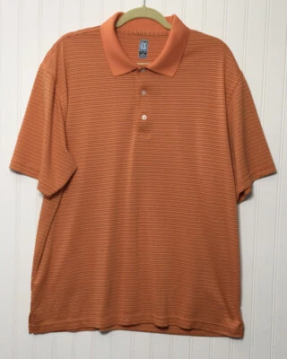 PGA TOUR Golf Polo Shirt Mens XL Short Sleeve Striped Orange Black White  - Image 1 of 4