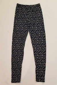 Navy Blue Dandelion Floral Art Deco Geome Buttery Soft Leggings S-M Small Medium - Picture 1 of 12