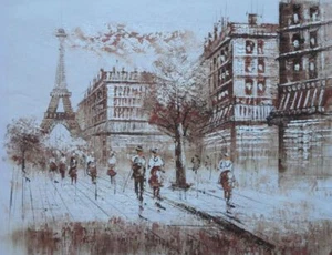 Pintura al óleo 20x24 día nublado en París impresionismo paisaje urbano Francia - Imagen 1 de 1
